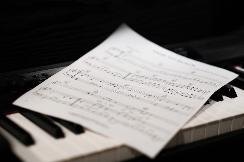 Piano Sheet Music At The Top Of Piano