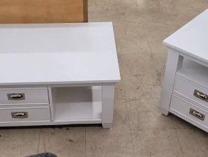 Weathered White Sofa & End Table