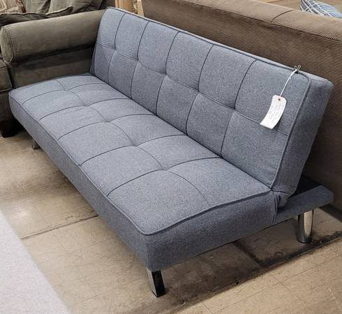 E-Z Fold Modern Grey Tweed Futon Couch - Image 2 E-Z Fold Modern Grey Tweed Futon Couch - Image 2