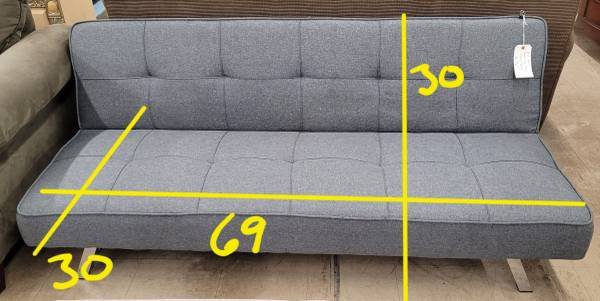 E-Z Fold Modern Grey Tweed Futon Couch - Image 4 E-Z Fold Modern Grey Tweed Futon Couch - Image 4
