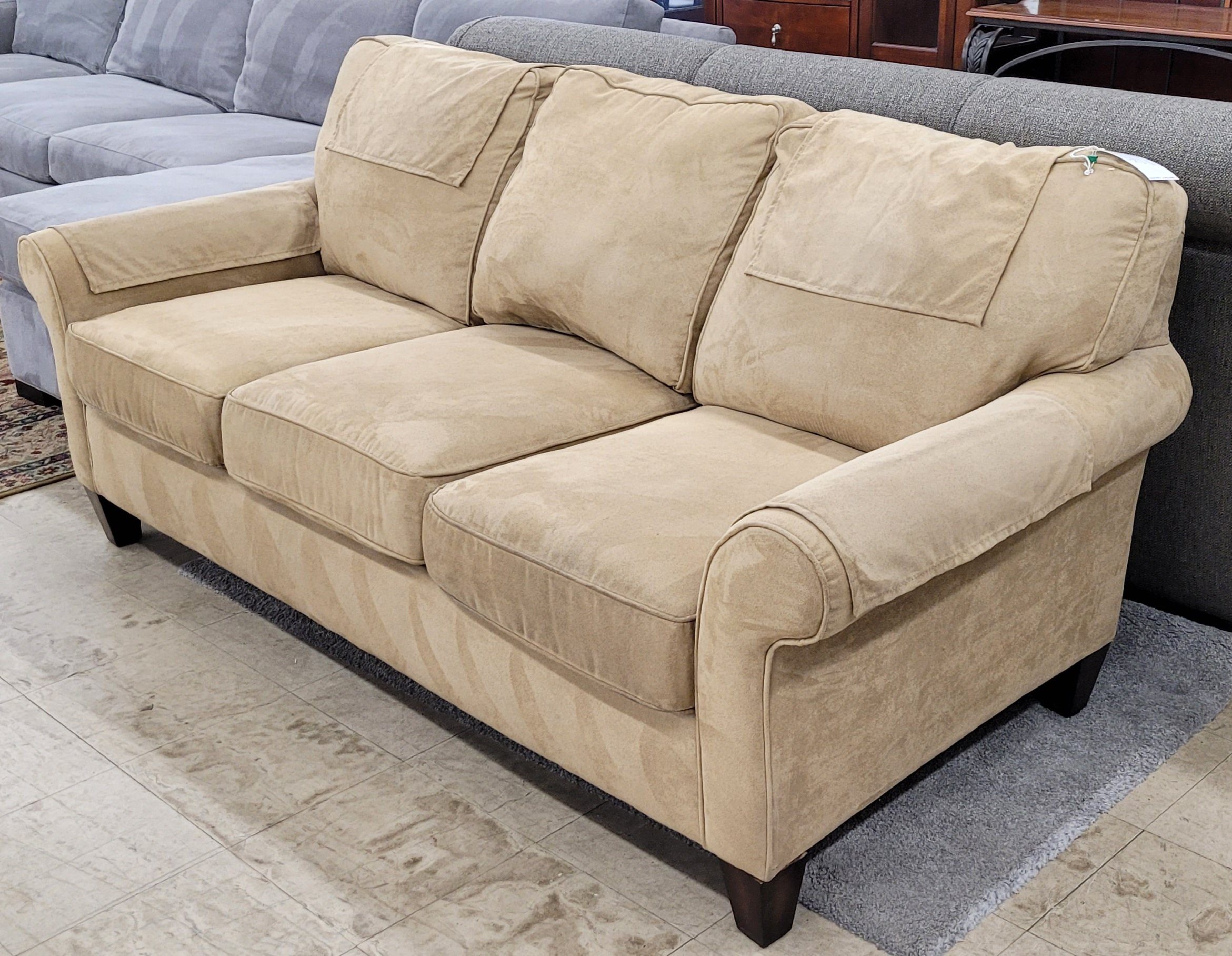 Camel Color Suede Couch By: Flexsteel - Image 3 Camel Color Suede Couch By: Flexsteel - Image 3