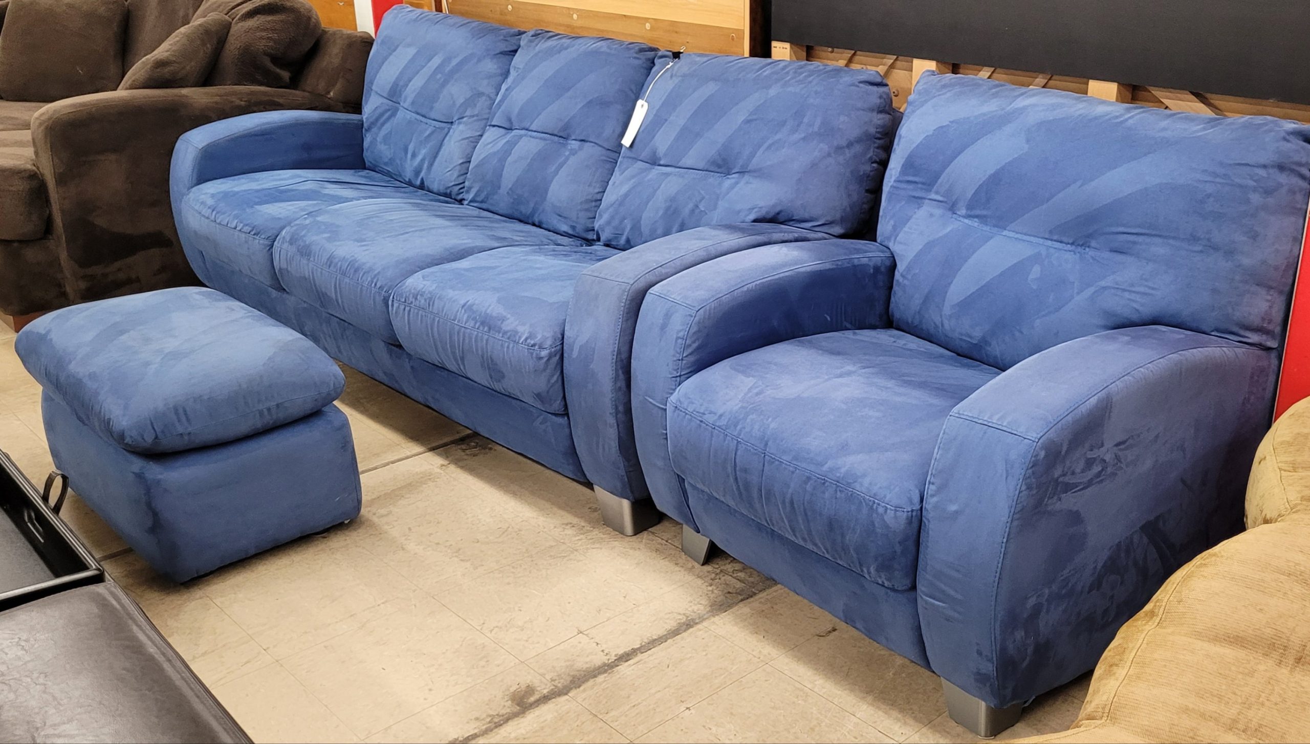 Sky Blue Couch/Chair/Ottoman By:deluca Italia Sky Blue Couch/Chair/Ottoman By:deluca Italia