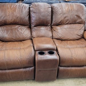 Brown Leather Reclining & Rocking Couch