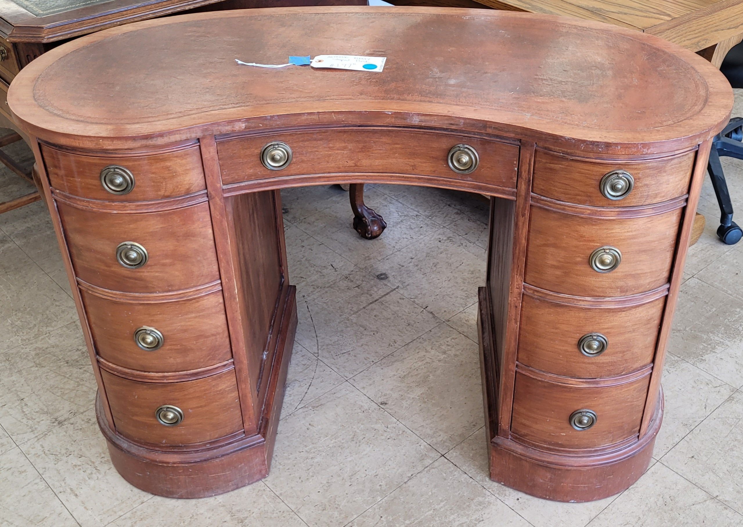 Antique Kidney Shaped Desk Antique Kidney Shaped Desk