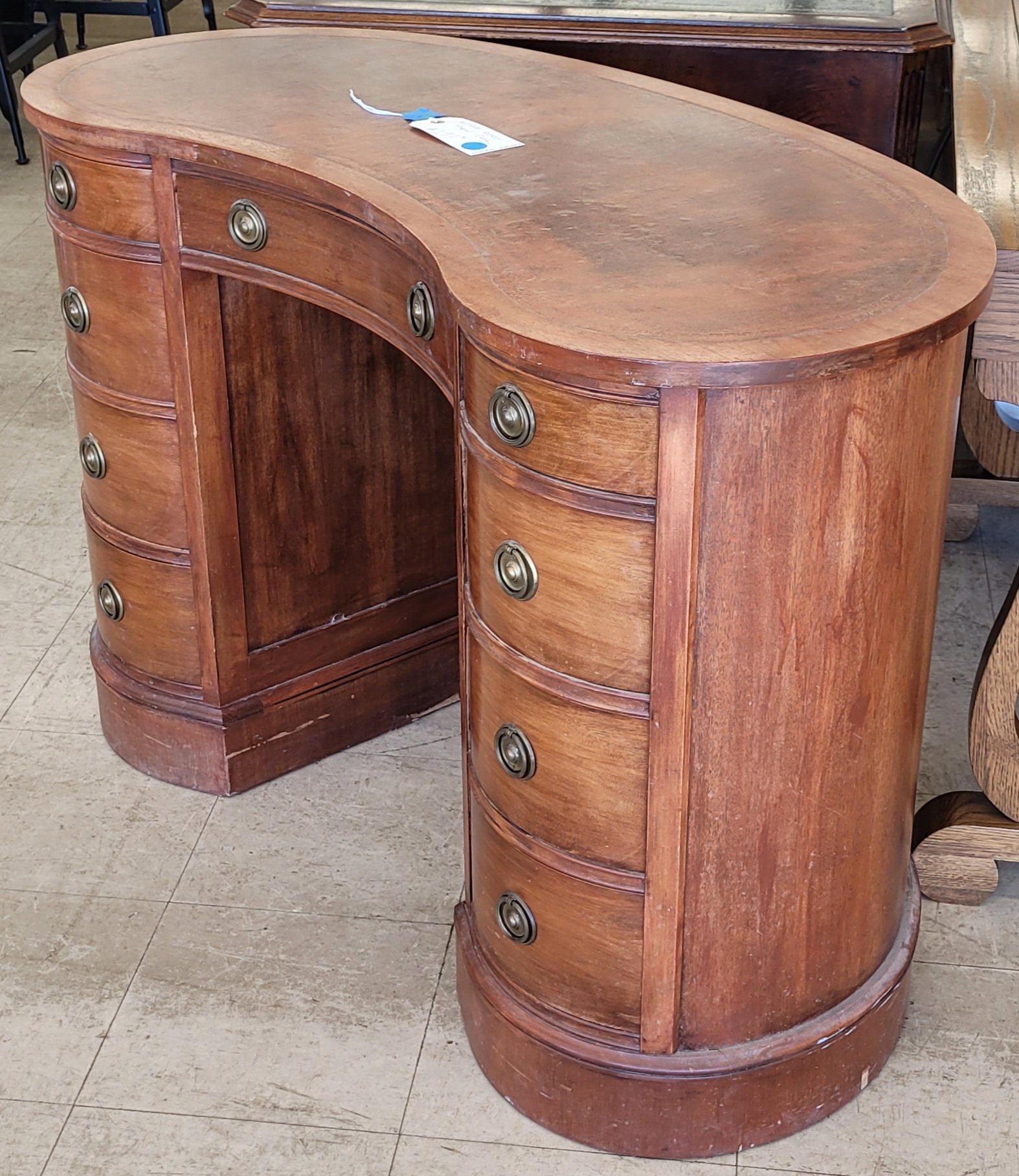 Antique Kidney Shaped Desk - Image 3 Antique Kidney Shaped Desk - Image 3