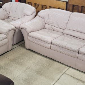 The Pink Leather Couch Set