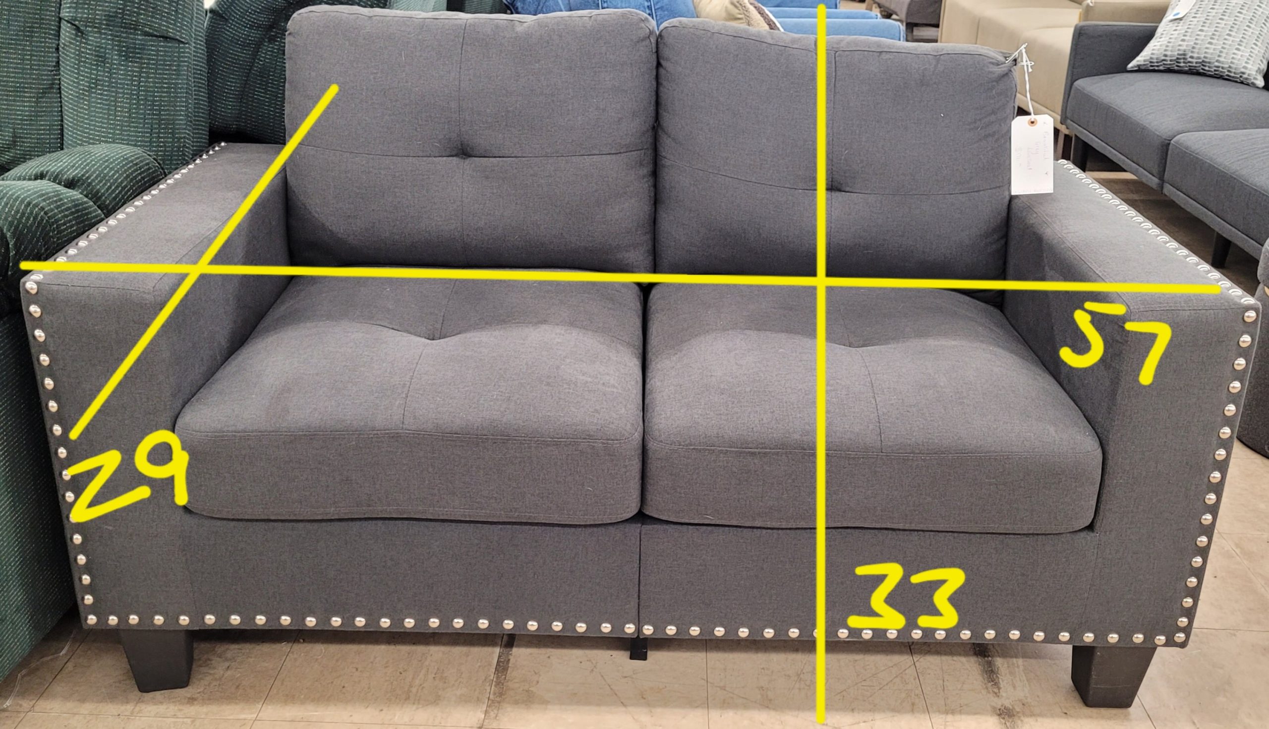 Beautiful Grey Loveseat - Image 5 Beautiful Grey Loveseat - Image 5