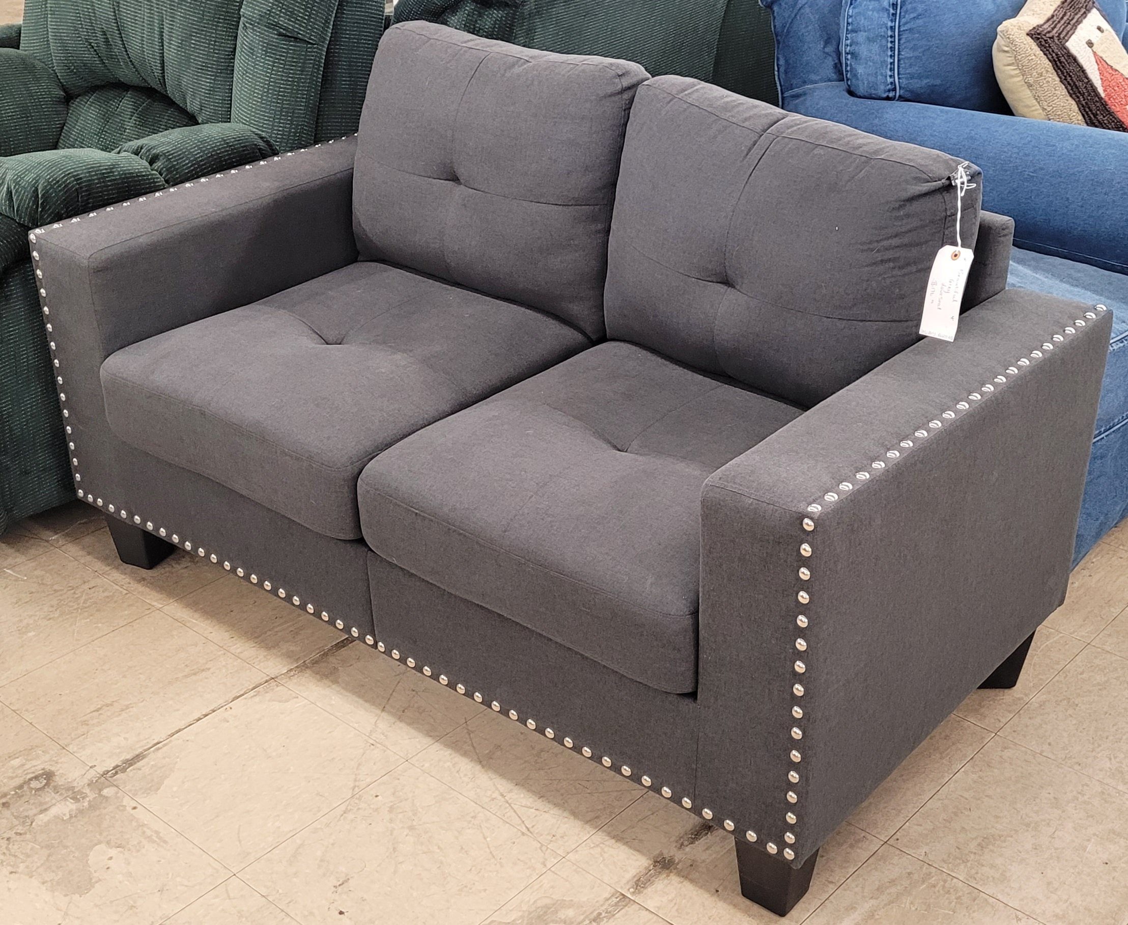 Beautiful Grey Loveseat - Image 2 Beautiful Grey Loveseat - Image 2