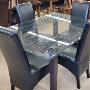 Modern Glass & Leather Dining Set