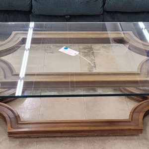 Curved & Carved Glass Top Coffee Table